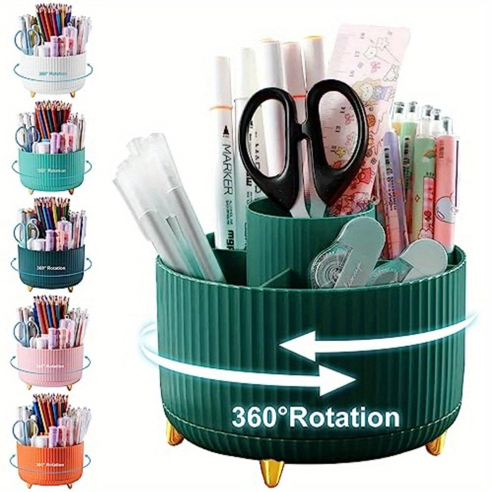 5-Slot Rotating Desk Organizer with Large Storage Capacity in 7 Colors