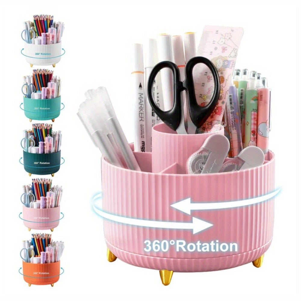 5-Slot Rotating Desk Organizer with Large Storage Capacity in 7 Colors