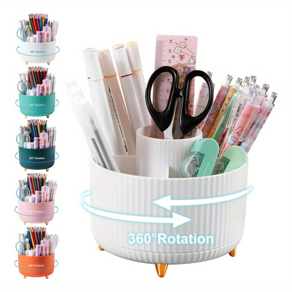 5-Slot Rotating Desk Organizer with Large Storage Capacity in 7 Colors
