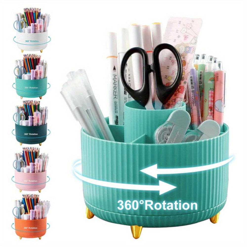 5-Slot Rotating Desk Organizer with Large Storage Capacity in 7 Colors