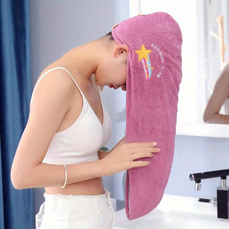 Women Coral Fleece Hair Towel Wrap Quick-Dry Absorbent Shower Cap