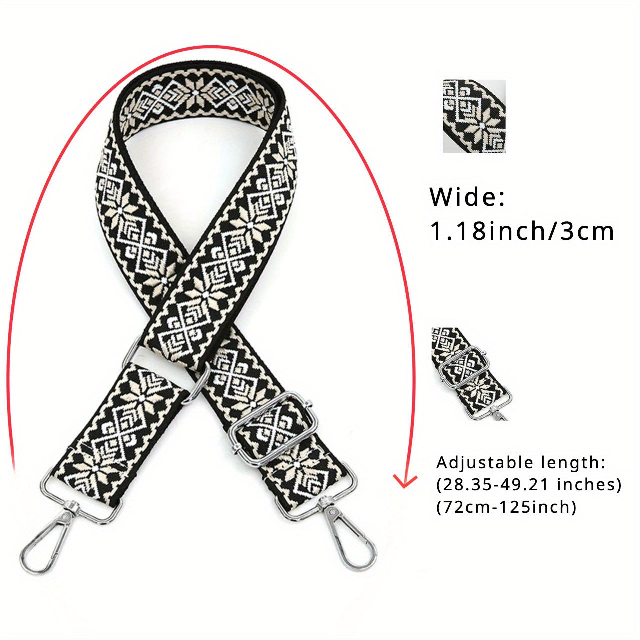 Ayollar uchun Vintage uslubidagi Boho-Chic rang-barang Jakard keng yelka tasmasi: Qalin va engil krossbody sumka aksessuari