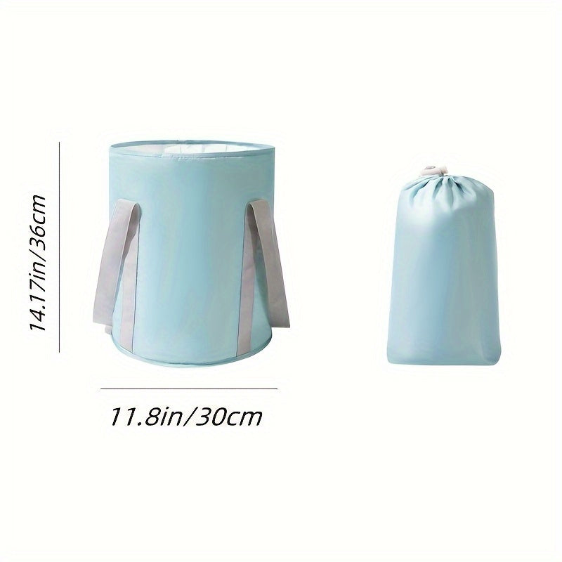 Portable Collapsible Foot Bath Basin Light Blue with Gray Interior for Travel Camping and Relaxation