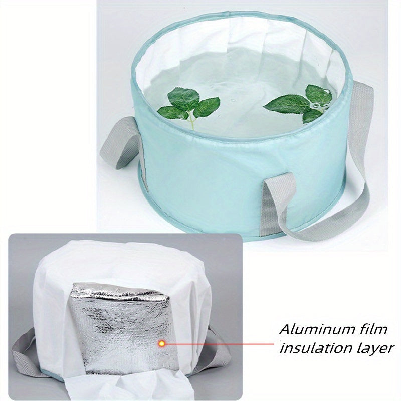 Portable Collapsible Foot Bath Basin Light Blue with Gray Interior for Travel Camping and Relaxation