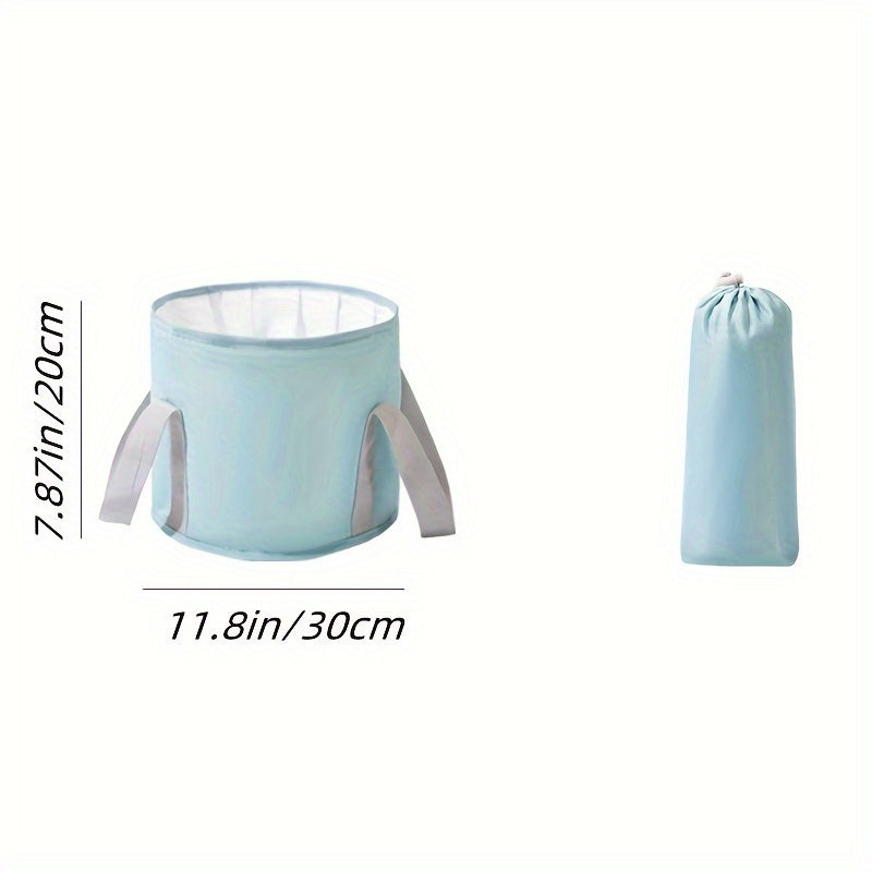 Portable Collapsible Foot Bath Basin Light Blue with Gray Interior for Travel Camping and Relaxation