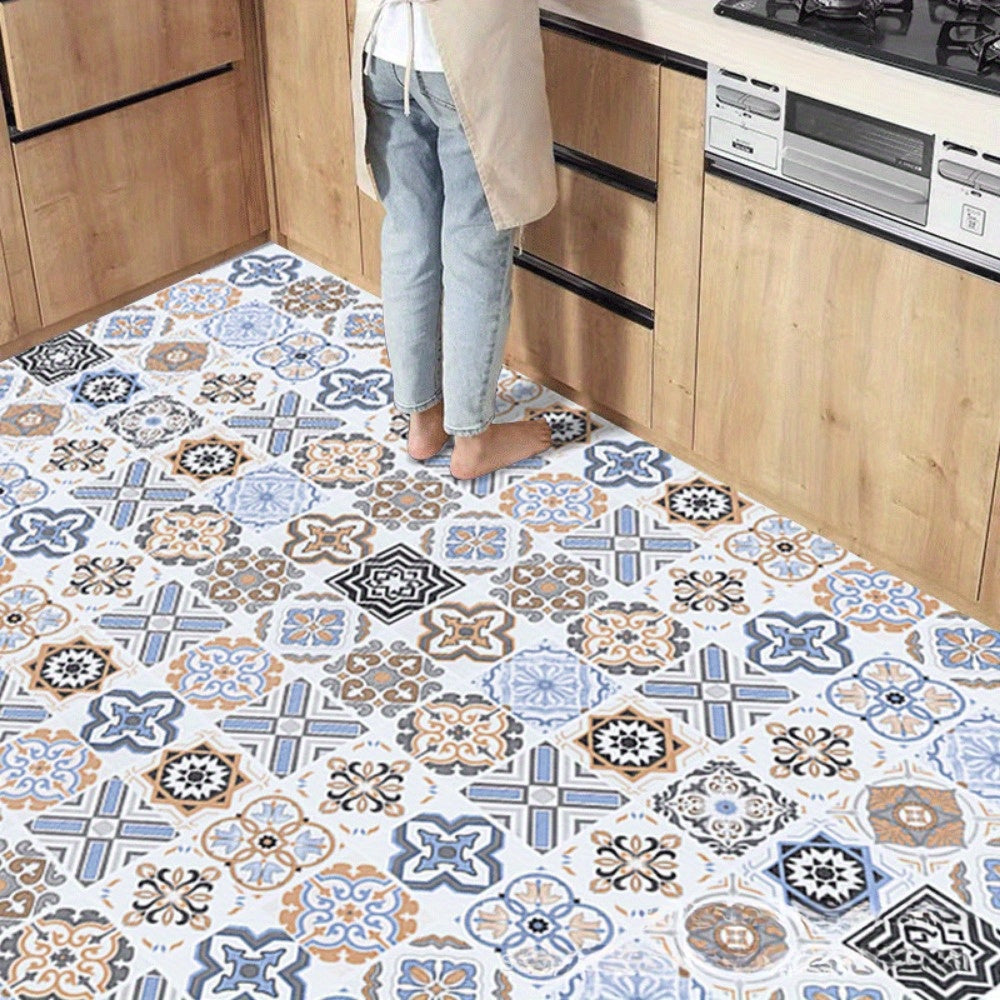 Водонепроницаемые виниловые плитки-наклейки для ванной и кухни, противоскользящие, толстые, самоклеящиеся, легкие в установке, декоративные узоры.