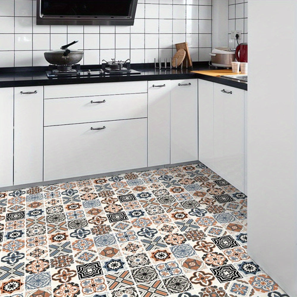 Водонепроницаемые виниловые плитки-наклейки для ванной и кухни, противоскользящие, толстые, самоклеящиеся, легкие в установке, декоративные узоры.