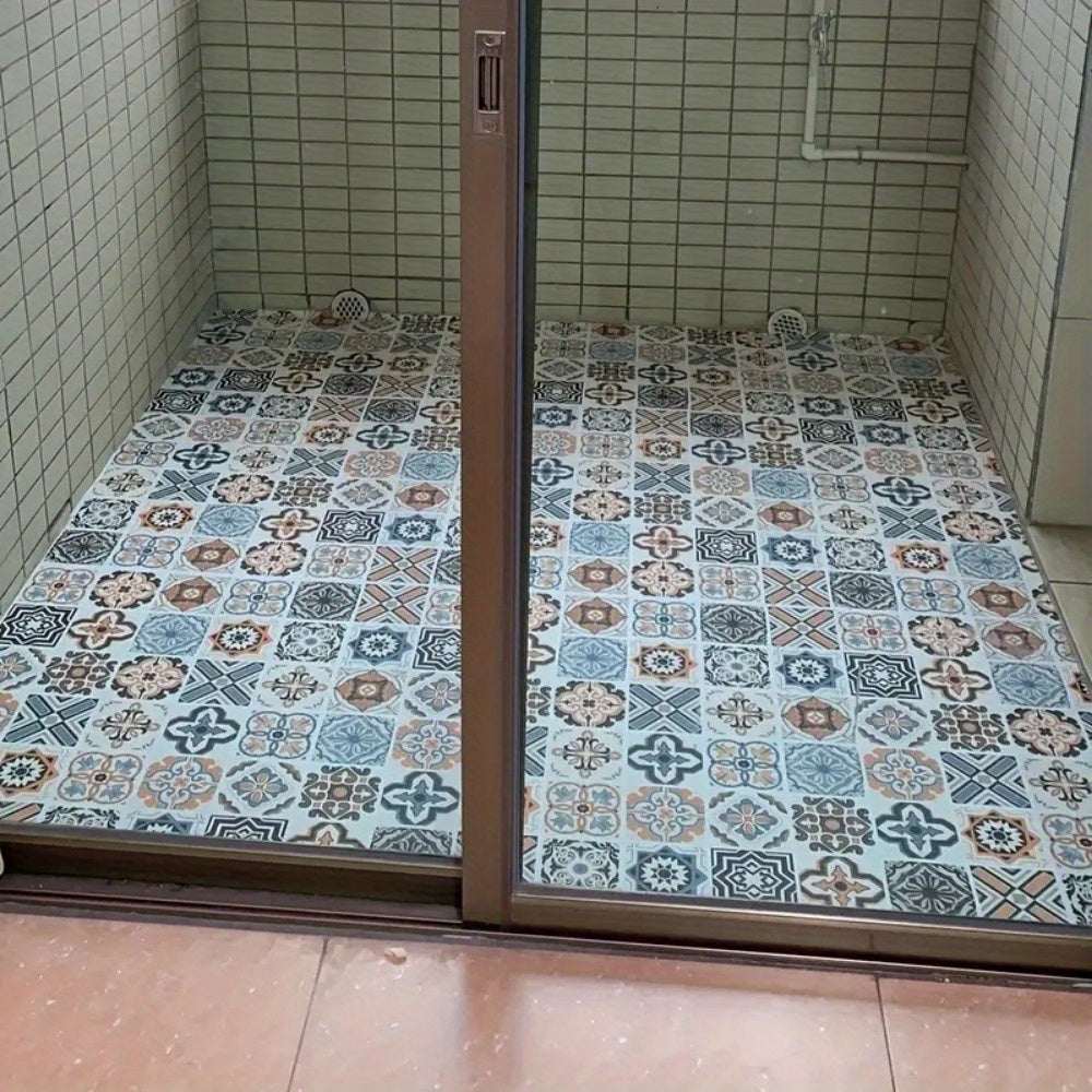 Водонепроницаемые виниловые плитки-наклейки для ванной и кухни, противоскользящие, толстые, самоклеящиеся, легкие в установке, декоративные узоры.