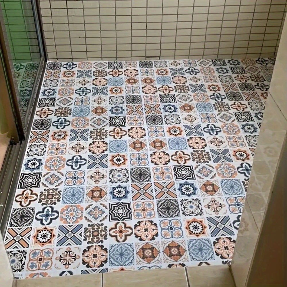 Водонепроницаемые виниловые плитки-наклейки для ванной и кухни, противоскользящие, толстые, самоклеящиеся, легкие в установке, декоративные узоры.