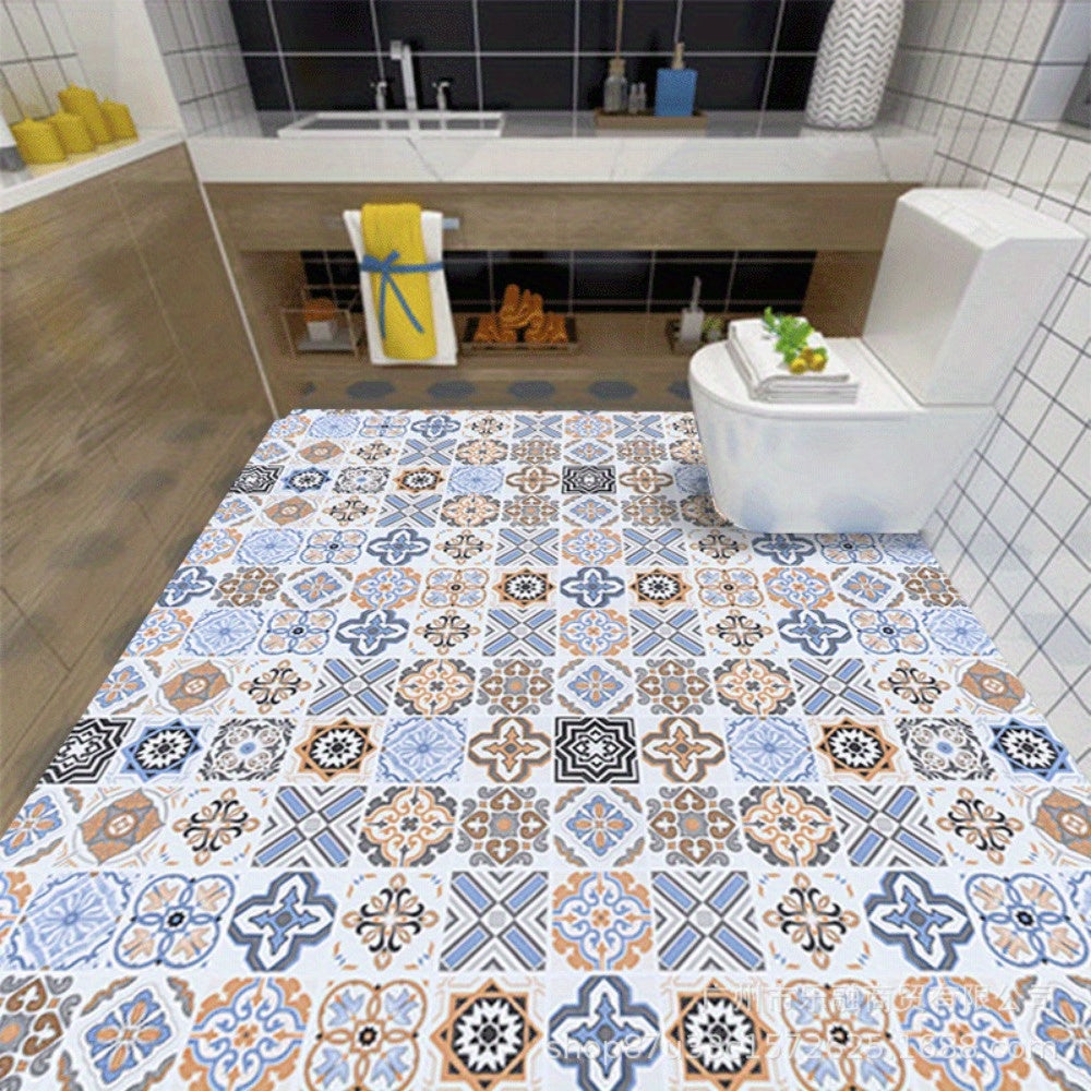 Водонепроницаемые виниловые плитки-наклейки для ванной и кухни, противоскользящие, толстые, самоклеящиеся, легкие в установке, декоративные узоры.