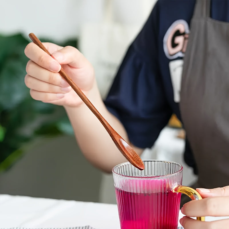 Wooden Coffee Scoop with Long Handle for Tea Honey Mixing Natural Kitchen Utensil