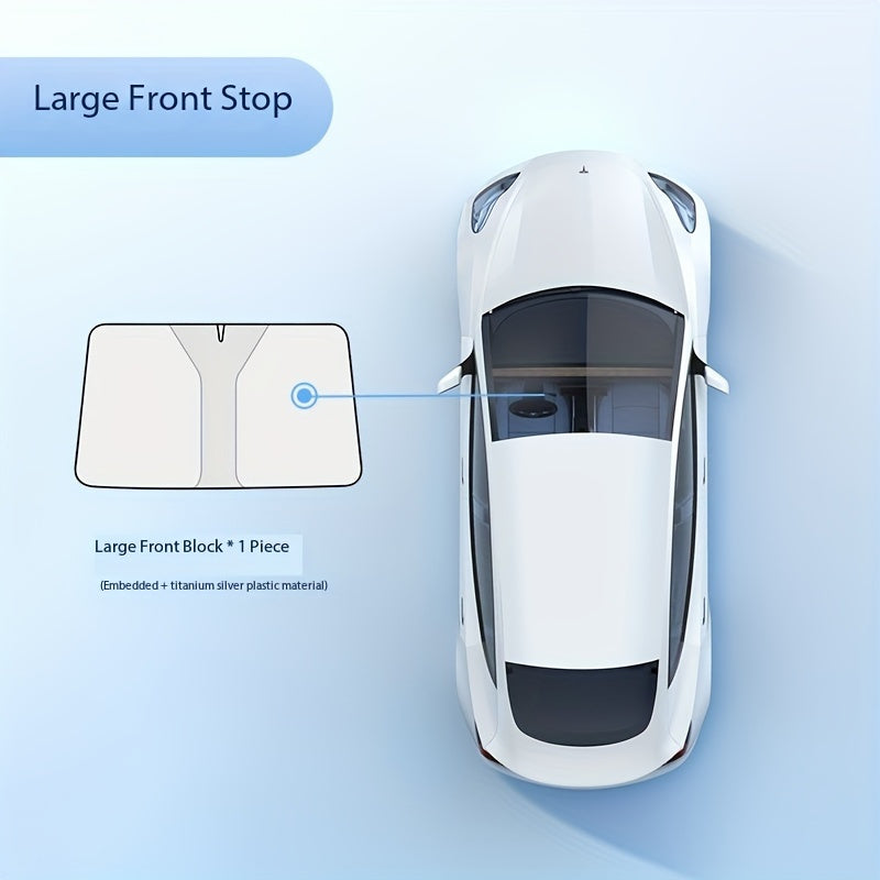 Sombrilla de coche universal de titanio plegable, escudo reflectante de calor con bolsa de almacenamiento