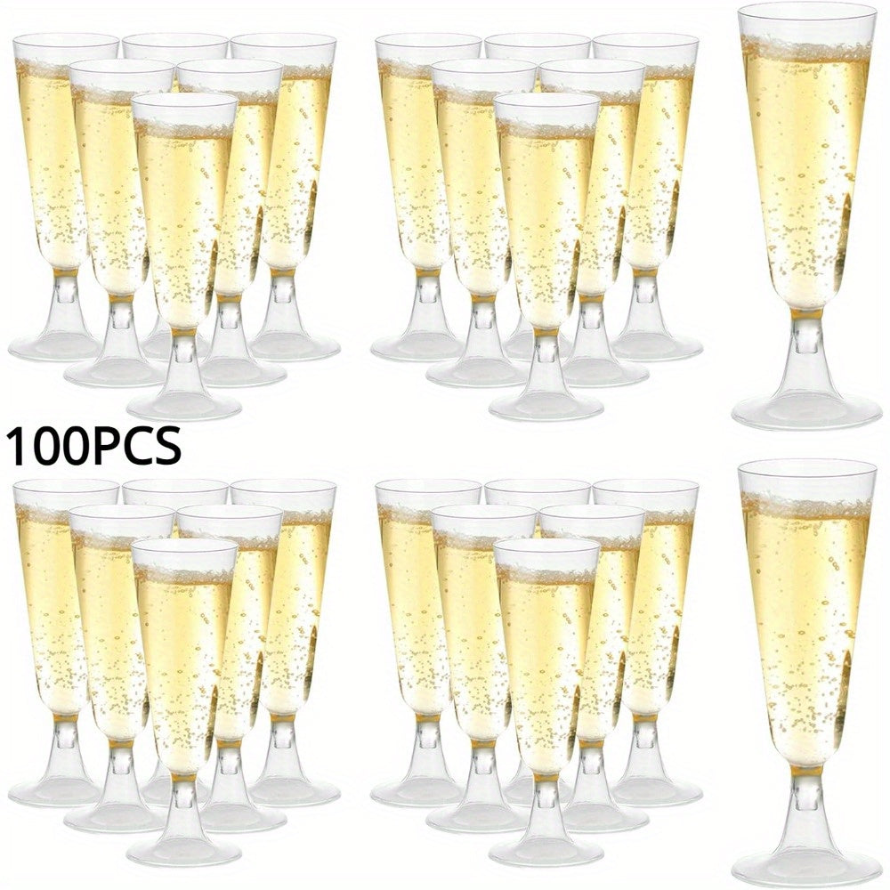 Set of 100 Plastic Stemware Glasses for Parties Weddings and Picnics