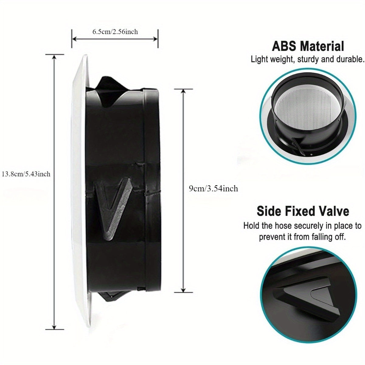 Juego de 4 rejillas de salida de conducto de ventilación de plástico de 100mm con válvula lateral fija