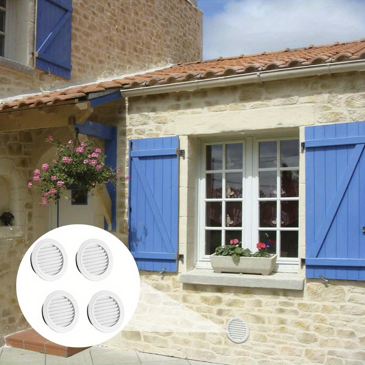 Juego de 4 rejillas de salida de conducto de ventilación de plástico de 100mm con válvula lateral fija