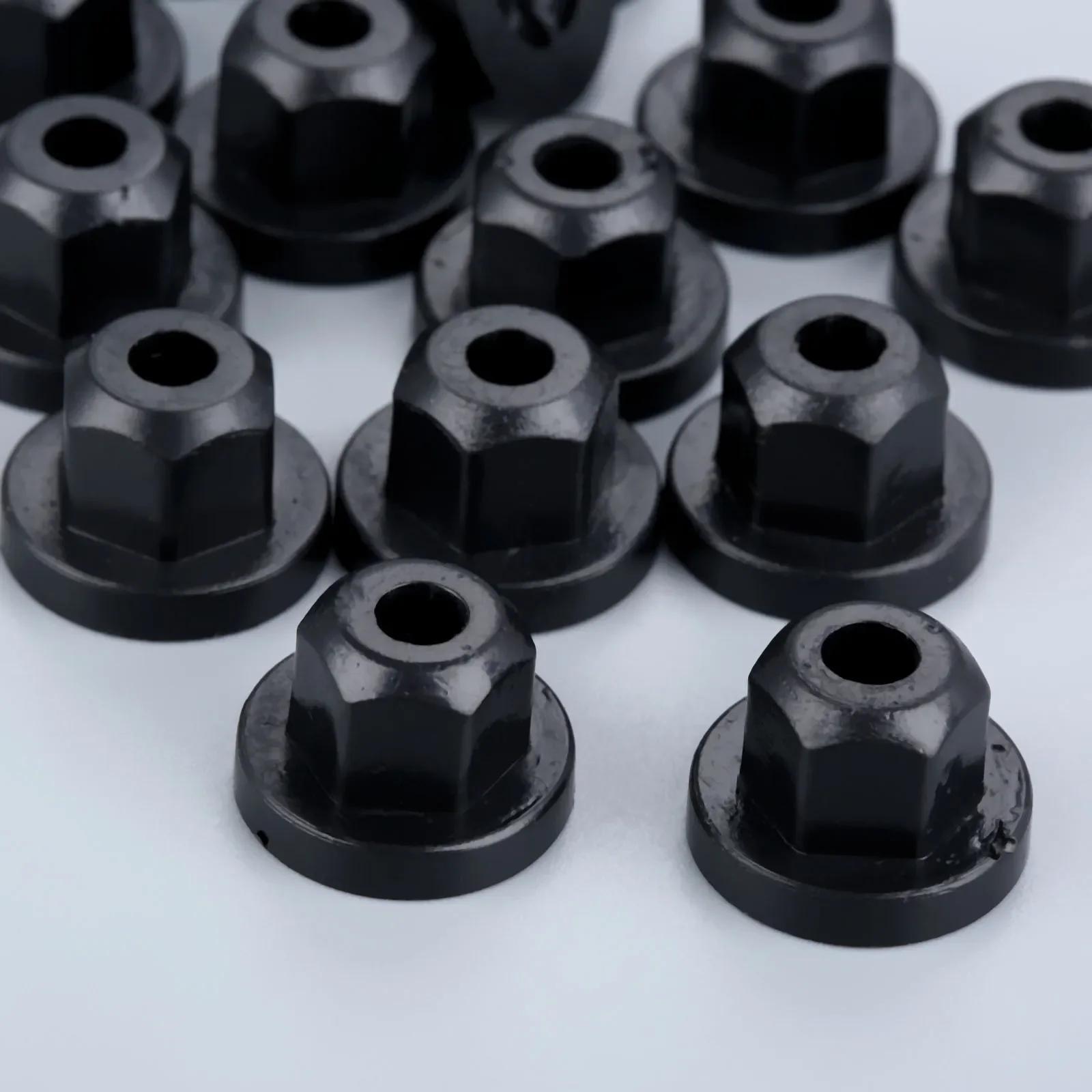 20 Pcs Auto Car Plastic Body Nut Flange Clips Black for BMW Mercedes Benz