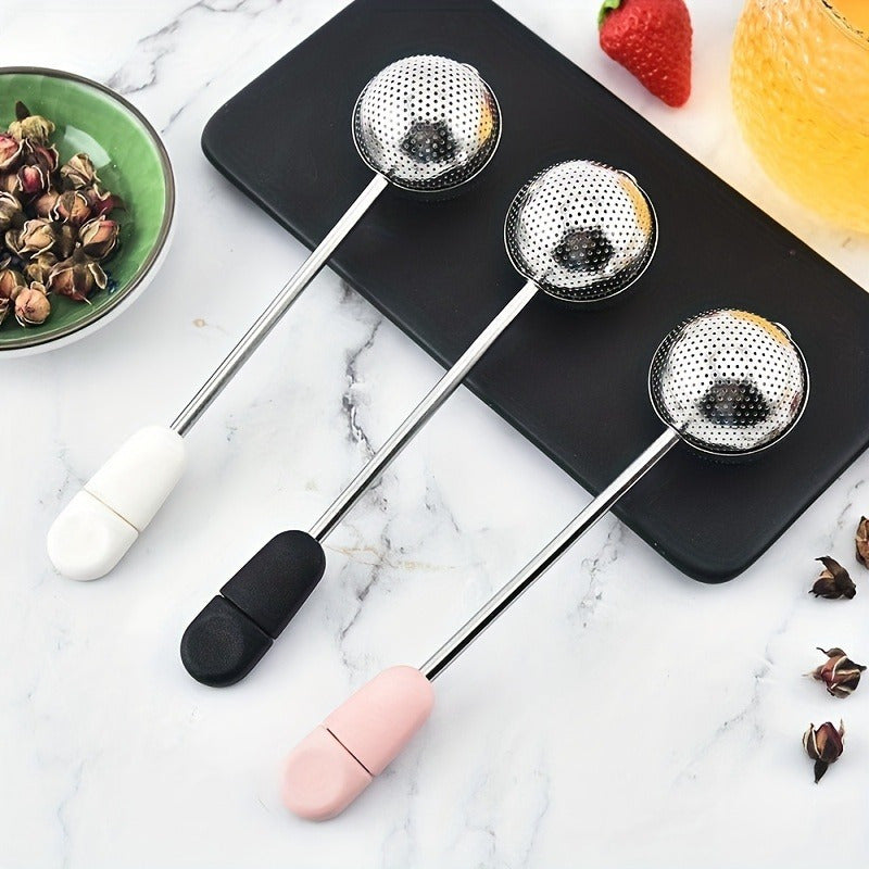 Stainless Steel Tea Infuser with Long Handle, Fine Mesh, Reusable for Loose Leaf Green Tea