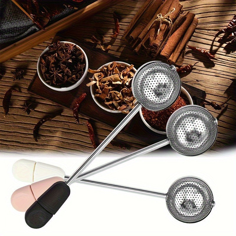 Stainless Steel Tea Infuser with Long Handle, Fine Mesh, Reusable for Loose Leaf Green Tea