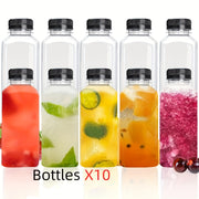 Leak-Proof Clear Plastic Juice Bottles, Recyclable, Bulk Pack of 5 to 10