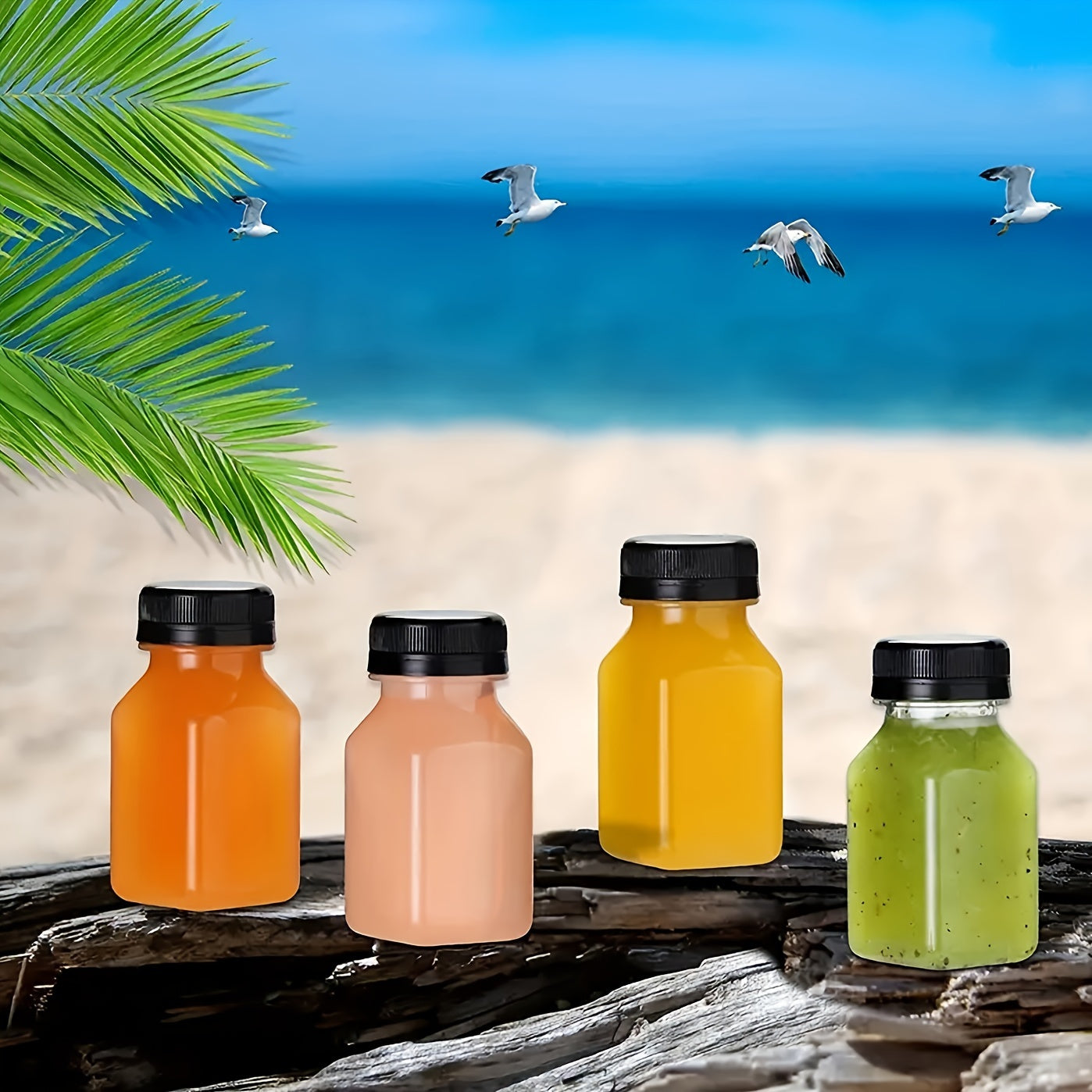 Leak-Proof Clear Plastic Juice Bottles, Recyclable, Bulk Pack of 5 to 10