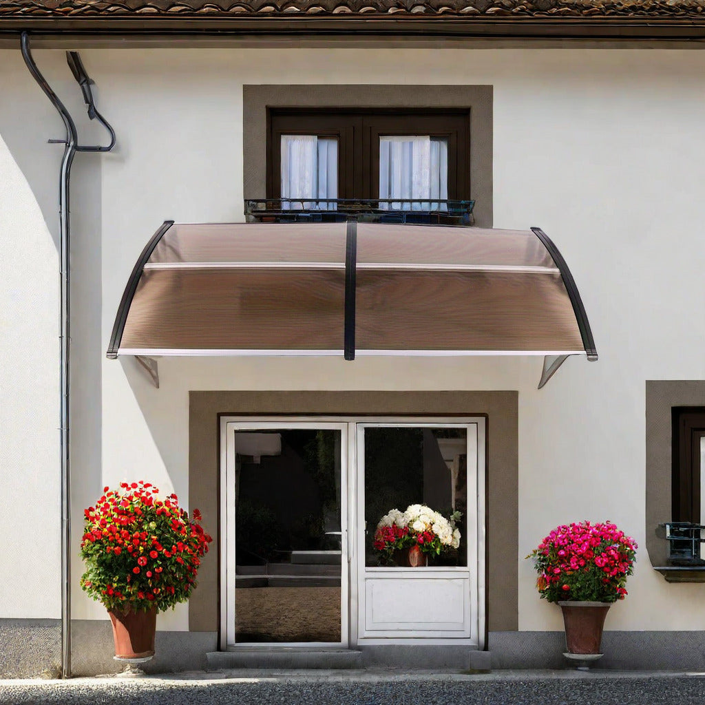 УФ-защищенный водонепроницаемый наружный навес для дверей и окон, 203,2x96,52 см, легкая установка - водостойкий коричневый дизайн