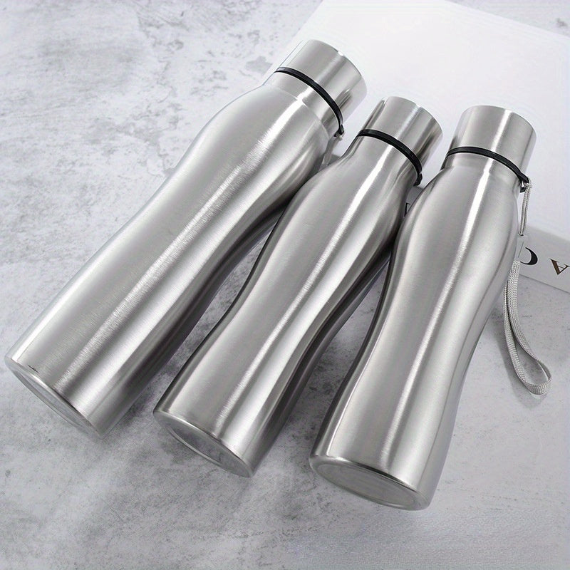 Large Stainless Steel Water Bottle with Leakproof Lid and Wrist Strap