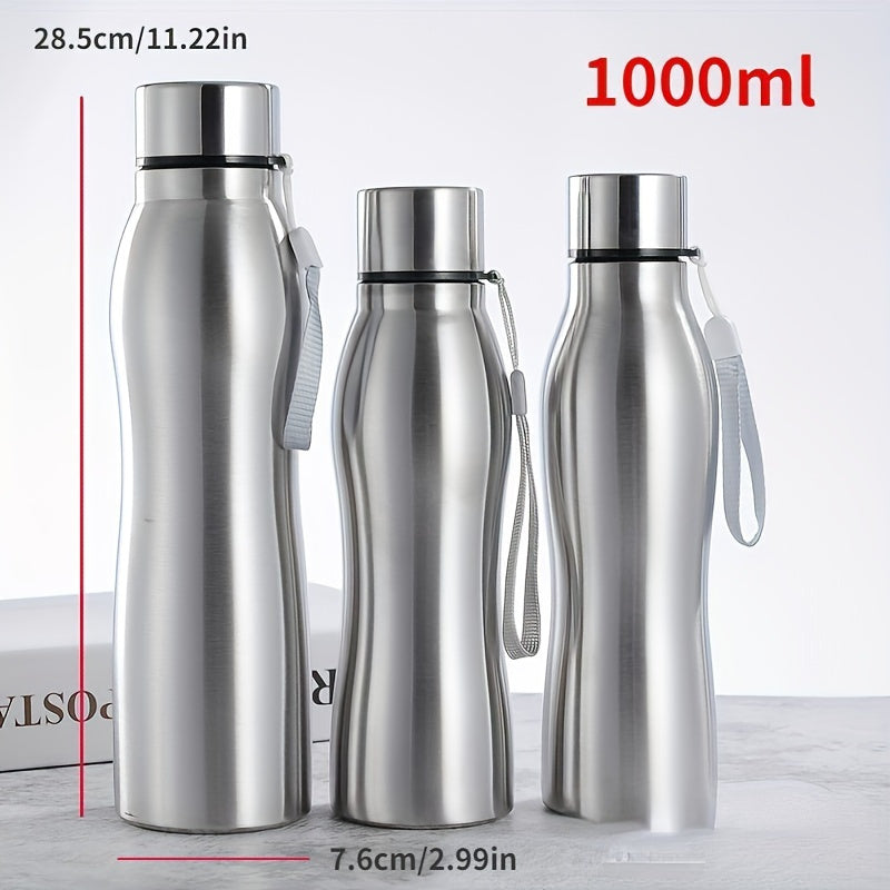 Large Stainless Steel Water Bottle with Leakproof Lid and Wrist Strap