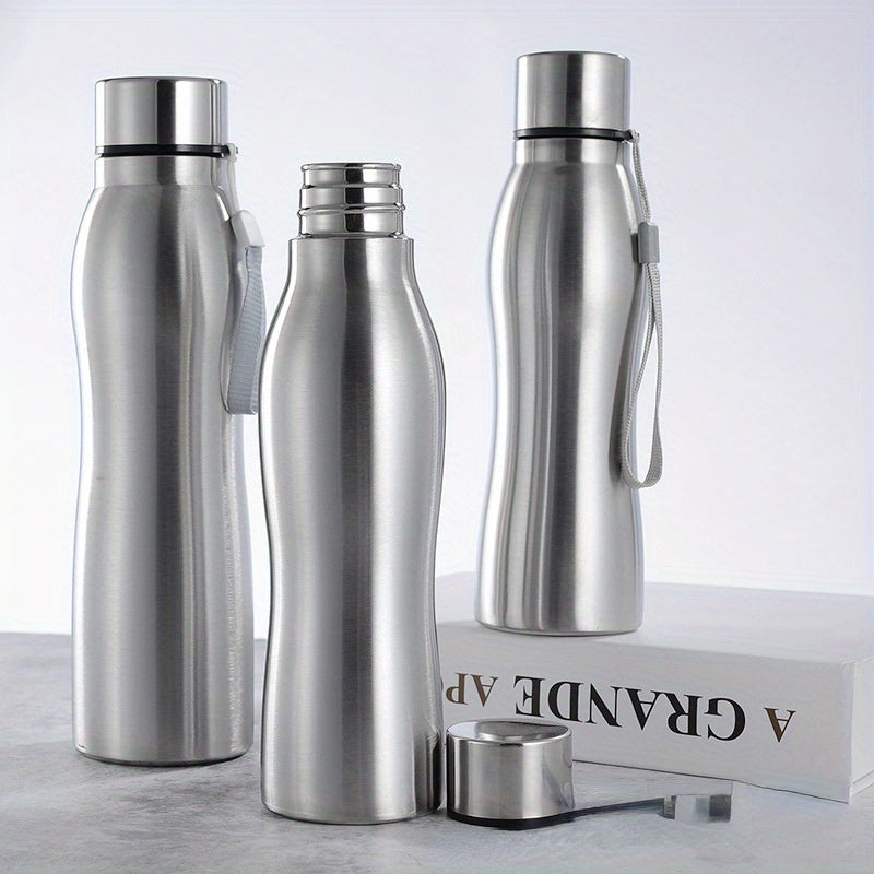 Large Stainless Steel Water Bottle with Leakproof Lid and Wrist Strap