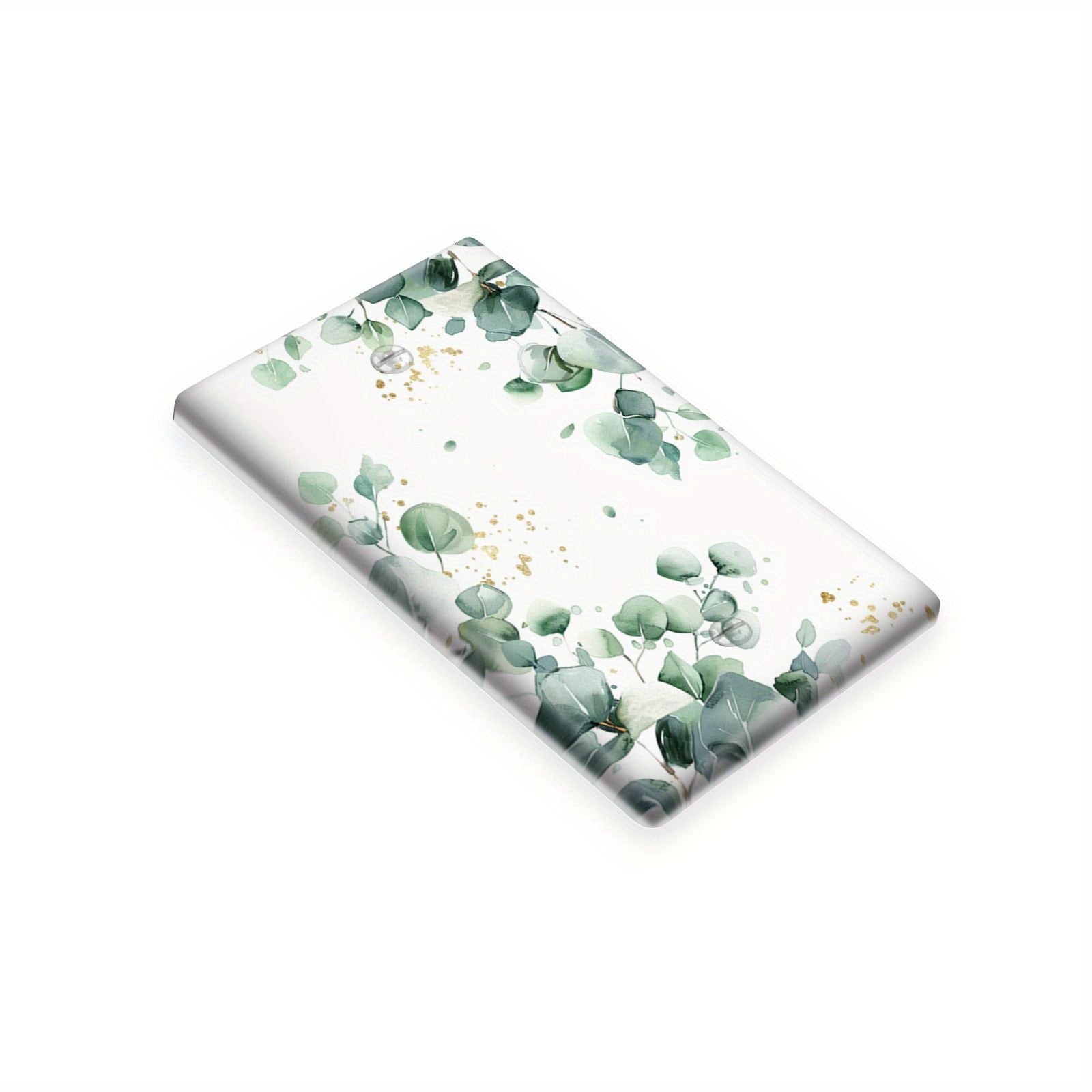 Green Leaves Pattern Light Switch Cover Double Hole Decorative Unbreakable White and Gold