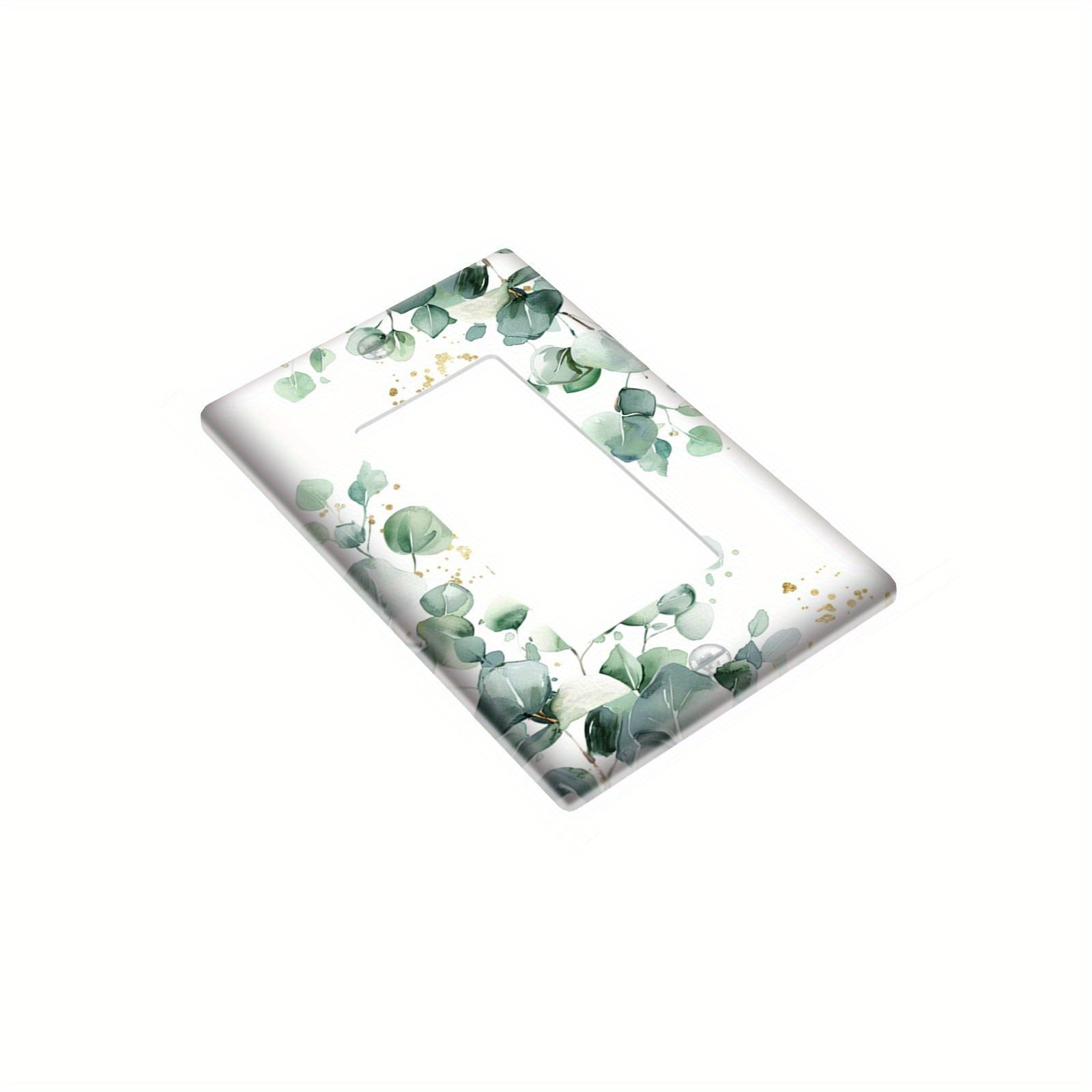 Green Leaves Pattern Light Switch Cover Double Hole Decorative Unbreakable White and Gold