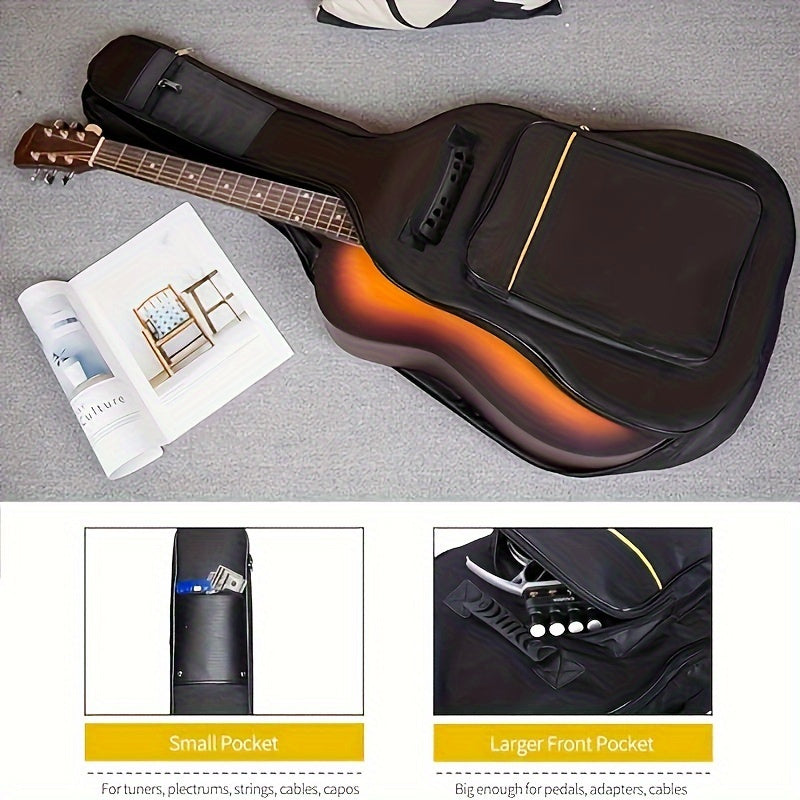 Estuche de guitarra de tela Oxford negra para guitarras acústicas y clásicas con acolchado grueso