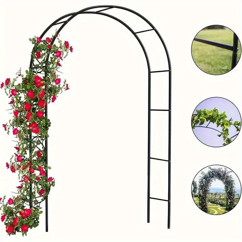 Black Garden Arch Metal Support for Vines Roses Outdoor Decor
