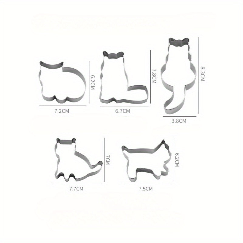 Stainless Steel Kitten Cookie Mold Mousse Ring Fruit Cutting Tool for Baking