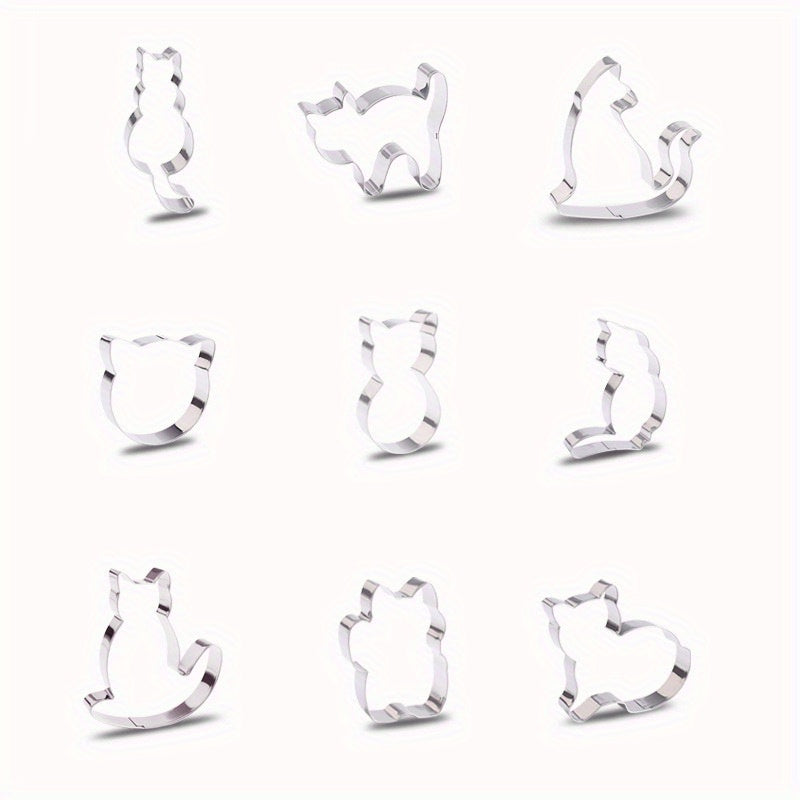 Stainless Steel Kitten Cookie Mold Mousse Ring Fruit Cutting Tool for Baking