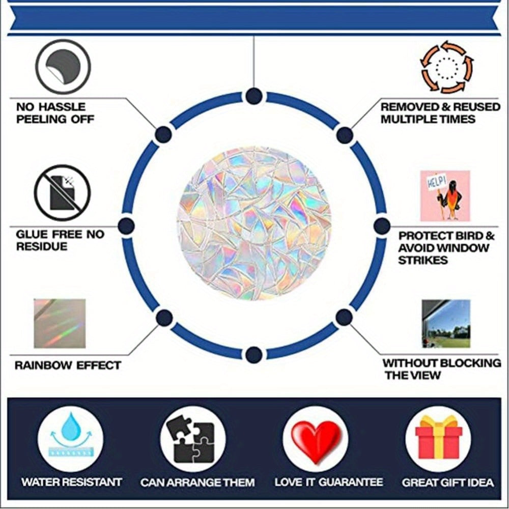 Set of 18 Rainbow Star Window Clings Reusable Vinyl Decals for Glass Windows