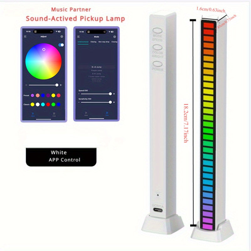 LED Music Lights Voice Control USB Powered 18 Color Modes for Bar Car Computer Decoration