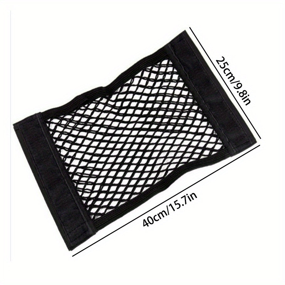 Car Trunk Organizer Black Mesh Storage Net with Elastic Rope for Tools and Groceries