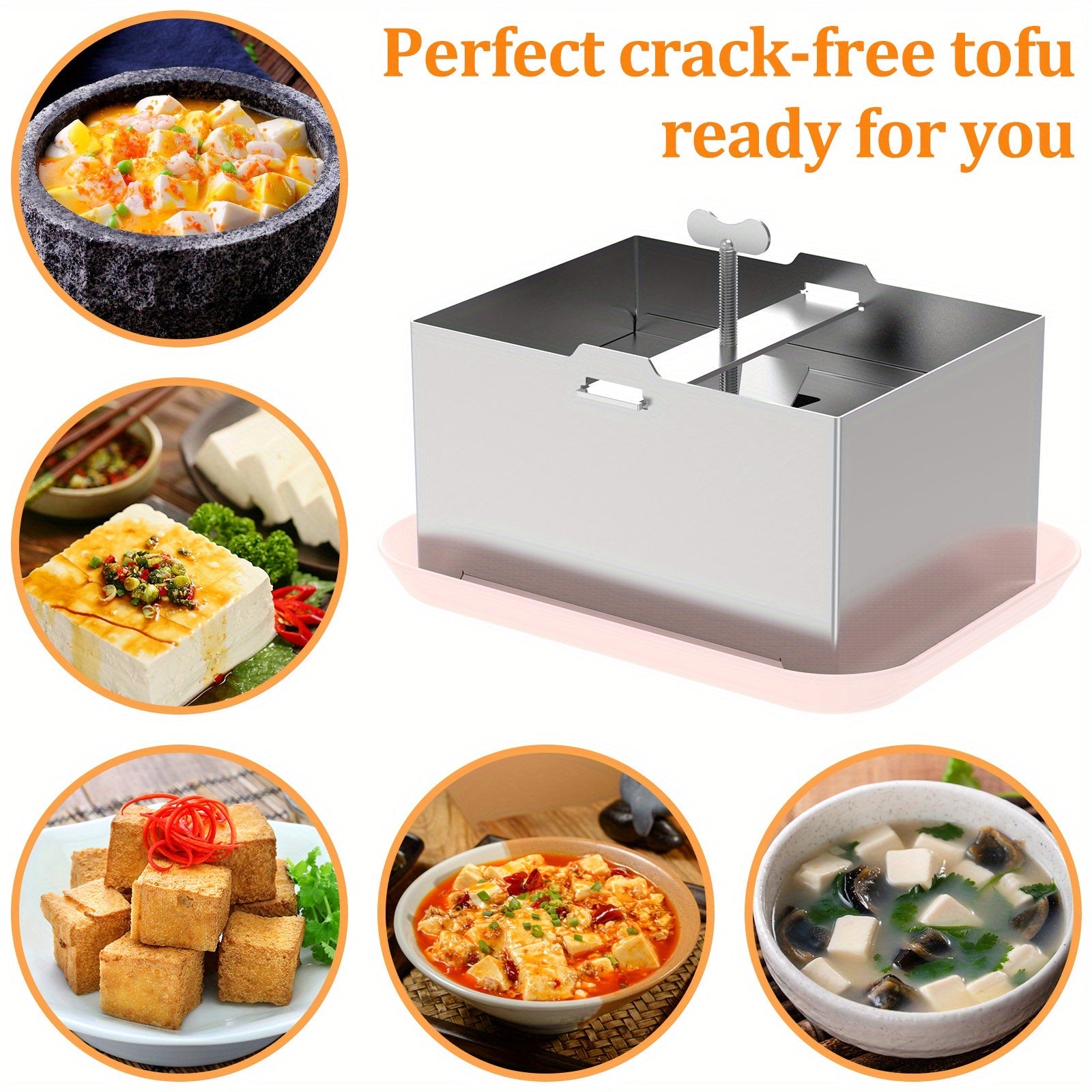 Adjustable Stainless Steel Tofu Press Kit with Drip Tray and Cloth