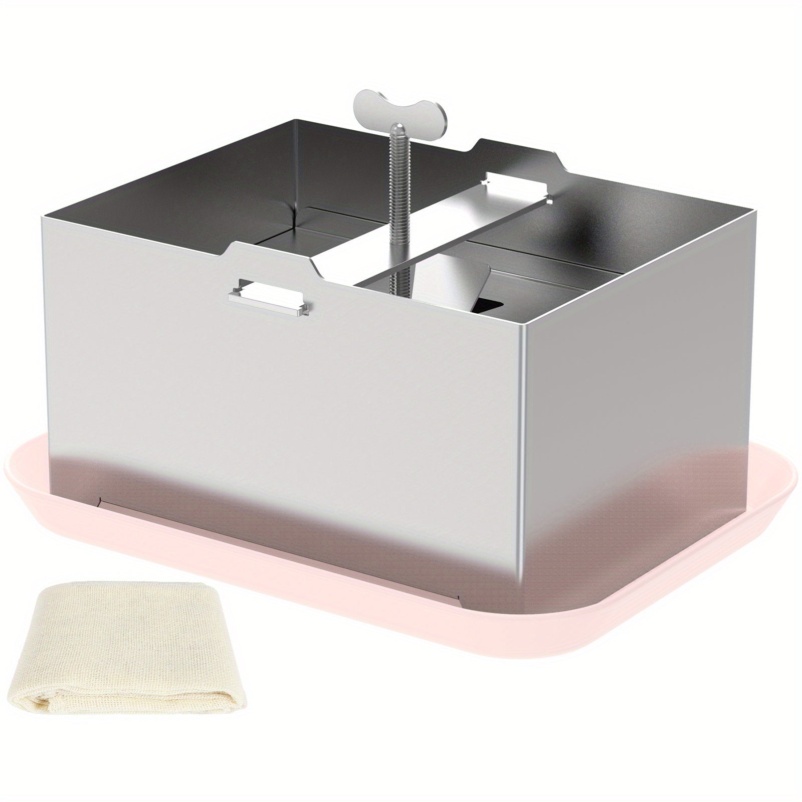 Adjustable Stainless Steel Tofu Press Kit with Drip Tray and Cloth