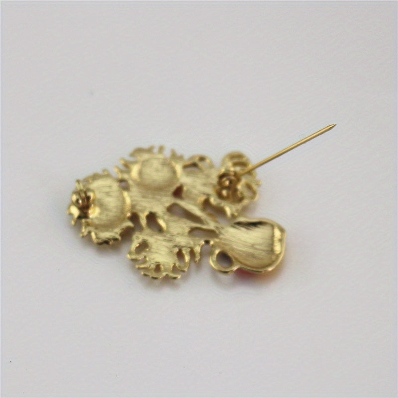 Vintage Sunflower Enamel Brooch with Rhinestones for Dresses and Party Attire