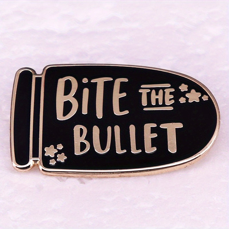 Enamel Pin Bite the Bullet Christmas Brooch for Jackets Bags Clothes Hats