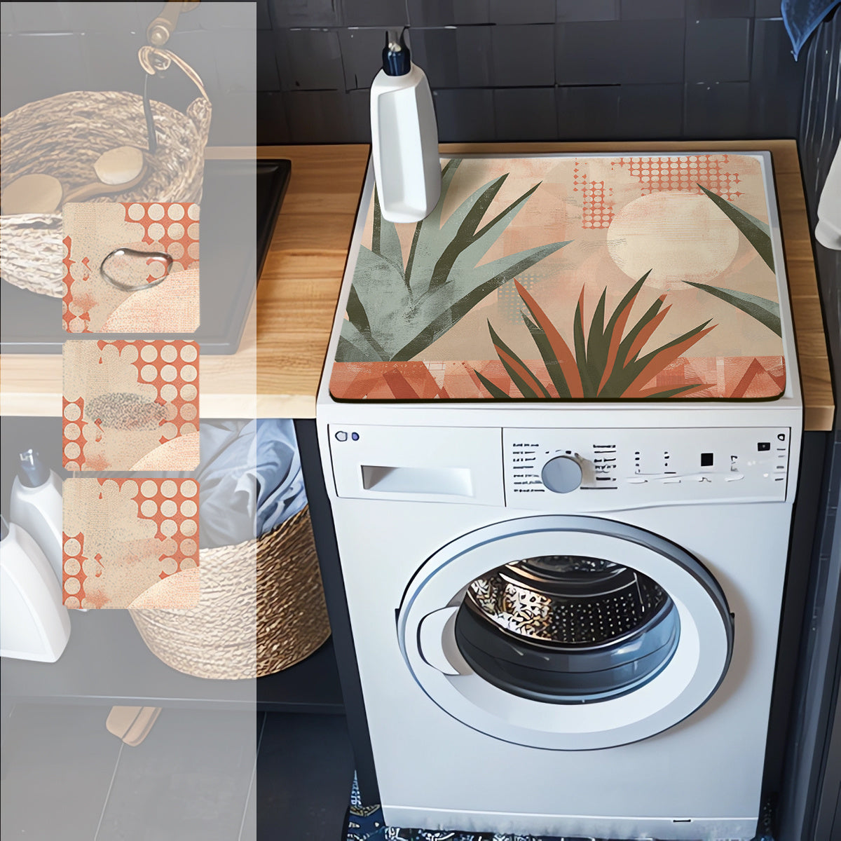 Dust Cover for Washing Machine 60cm x 50cm Bohemian Sun and Agave Design