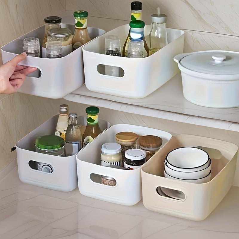 Set of 10 White Plastic Storage Bins for Household Cosmetics Snacks Food Organization