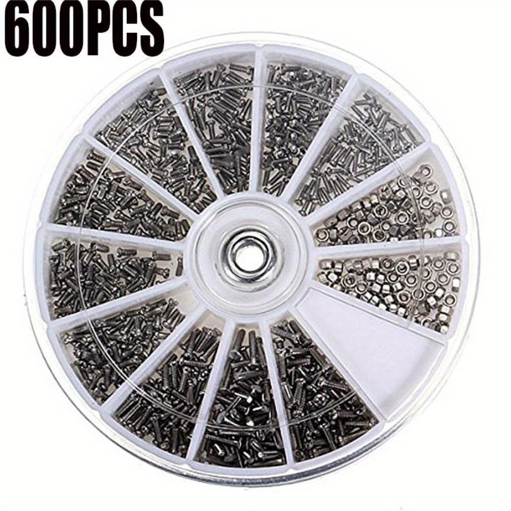 600pcs Small Stainless Steel Screws with Screwdrivers for Electronics Watch Glasses Repair