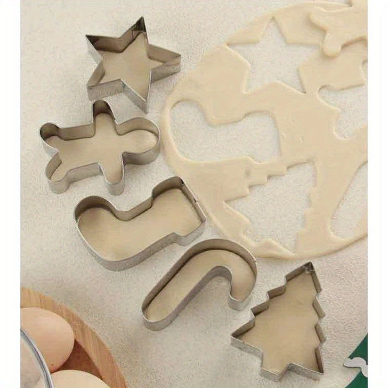 Set of 5 Stainless Steel Christmas Cookie Cutters for Baking