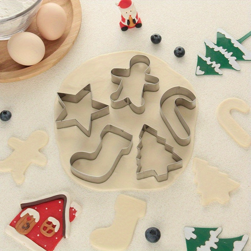 Set of 5 Stainless Steel Christmas Cookie Cutters for Baking