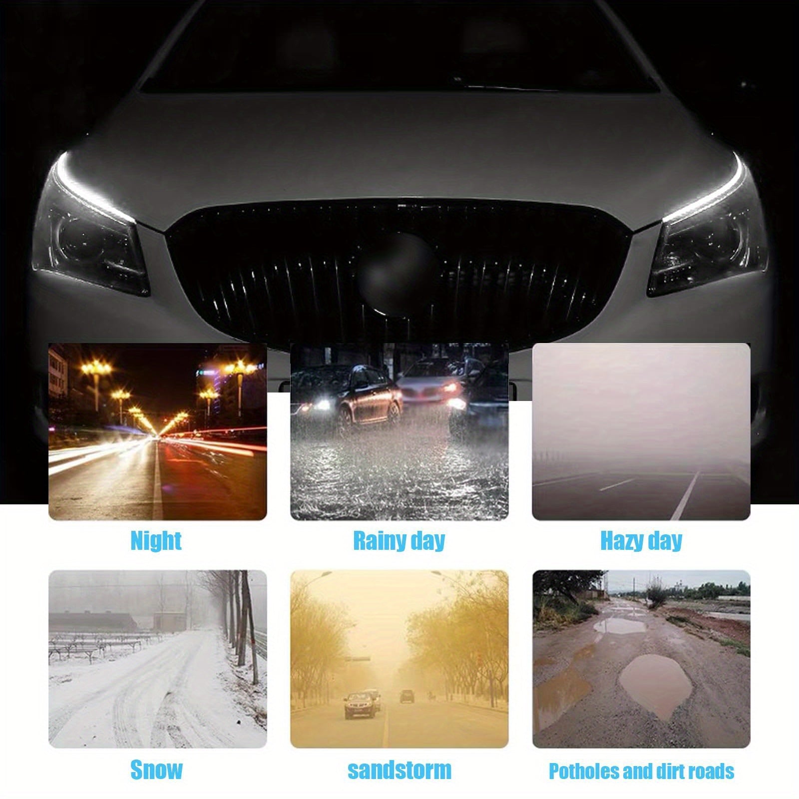 2pcs Flexible Dual Color Car LED Strips Daytime Light Signal Auto Accessories