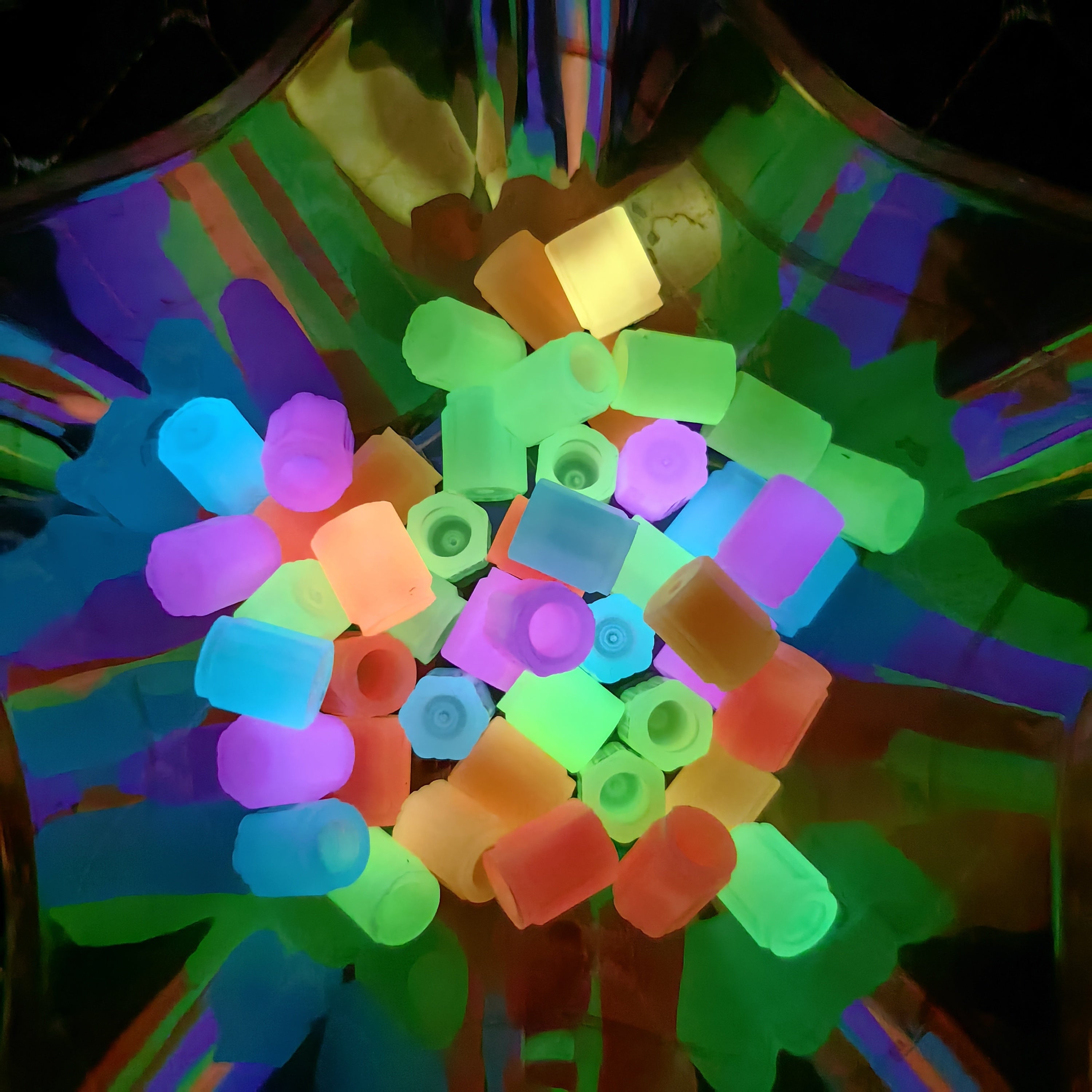 4pcs Waterfproof Glow-in-the-Dark Hexagonal Tire Valve Caps for Cars Bikes Trucks