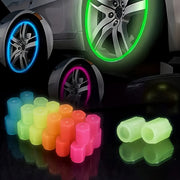 4pcs Waterfproof Glow-in-the-Dark Hexagonal Tire Valve Caps for Cars Bikes Trucks