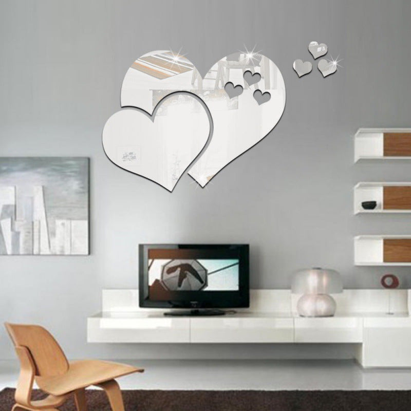 3D Love Wall Mirror Sticker for Home Decor Modern Art Decorative Wall Decal